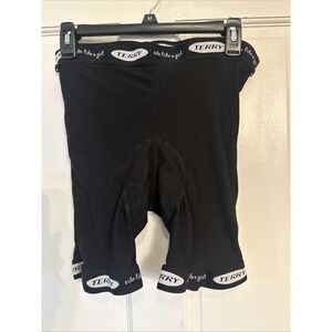 TERRY Shorts Women Medium Black Cycling Padded Stretch Nylon "Ride Like A Girl"